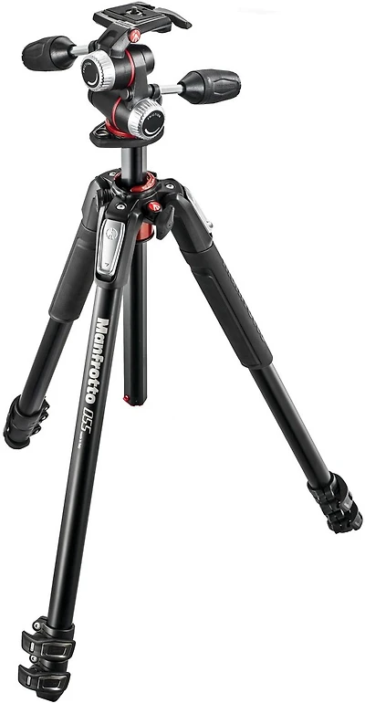 Manfrotto 055 Kit - Aluminum 3 Section Horizontal Column Tripod and 3 Way Head #MK055XPRO3-3W