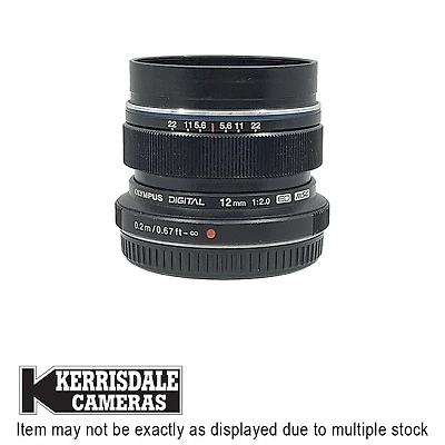 Olympus-Used 12mm F2 (Black) - Good Condition - Micro Four Thirds Mount – Used # 587.166A12B