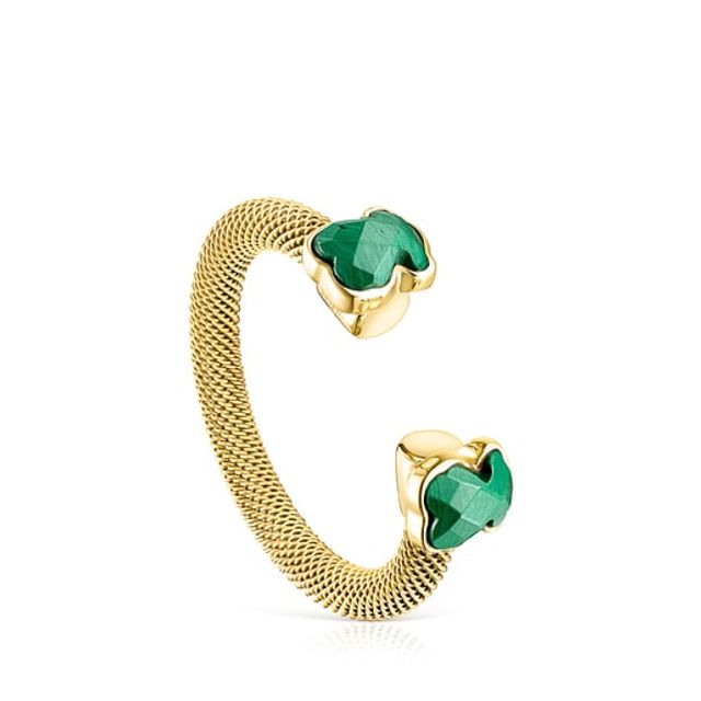 TOUS Gold-colored IP Steel Mesh Color open Ring with Malachite | Westland  Mall