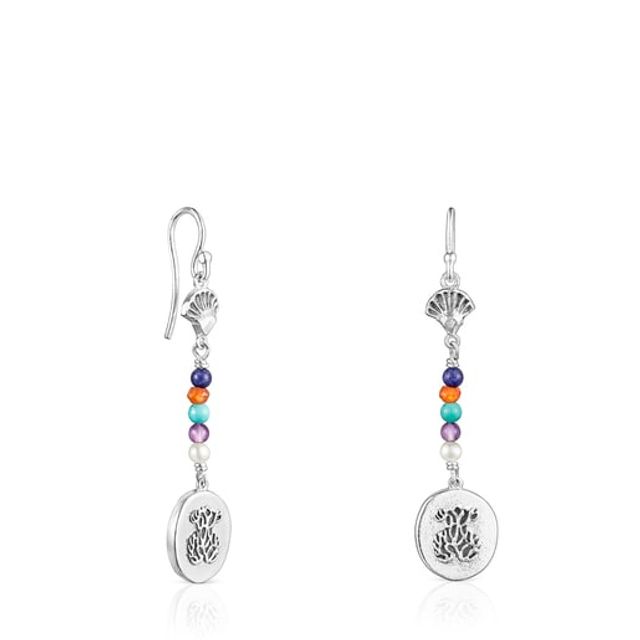 TOUS Long silver Oceaan Color cameo Earrings with gemstones and pearls |  Westland Mall