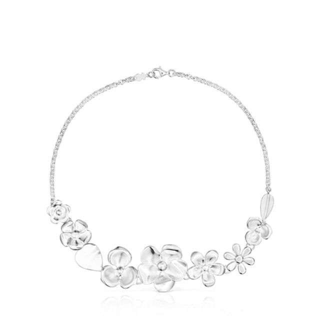 Silver Fragile Nature flowers Necklace