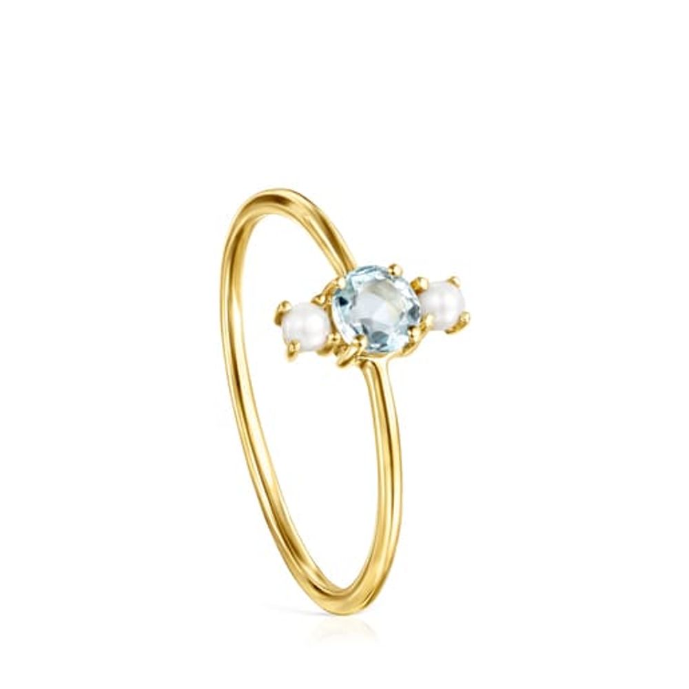 Mini TOUS Ivette Ring Gold with Topaz and Pearl
