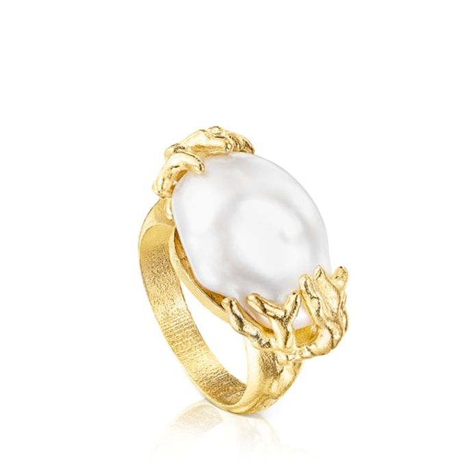 Silver vermeil Oceaan Color Ring with pearls
