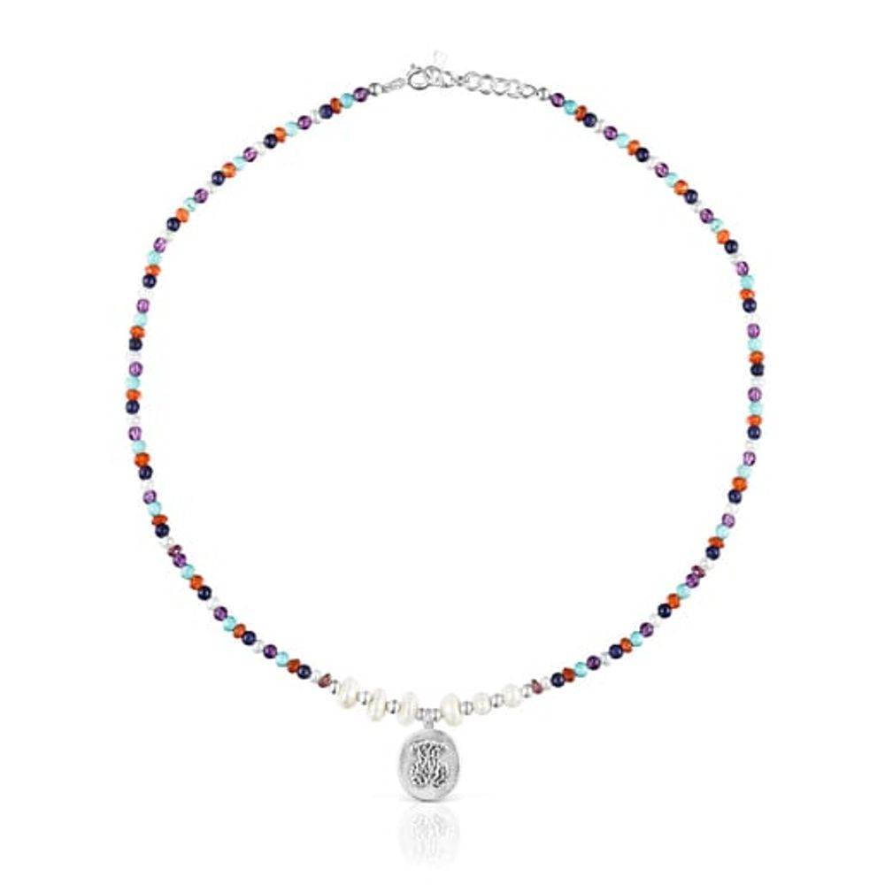 TOUS Silver Oceaan Color Necklace with pearls and gemstones | Westland Mall