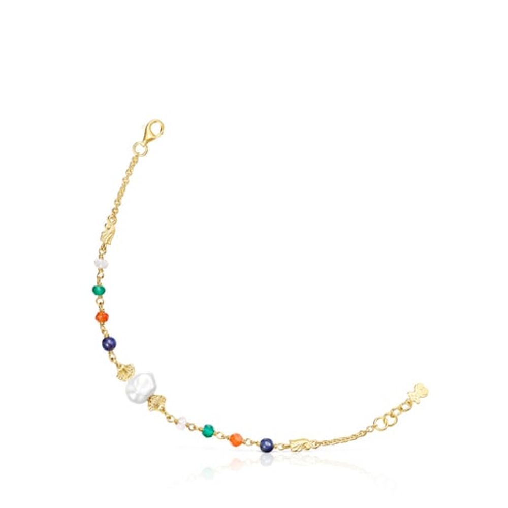 Silver vermeil Oceaan Color Bracelet with pearl and gemstones
