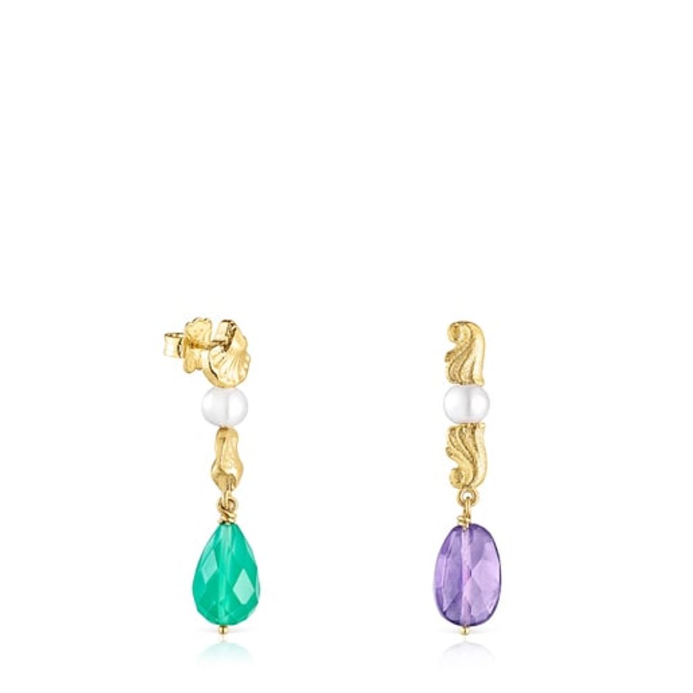 TOUS Silver Vermeil Oceaan Color Earrings with gemstones | Westland Mall