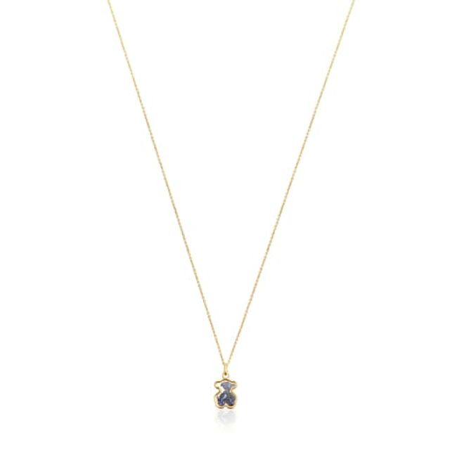 Gold Areia Necklace with blue sapphire