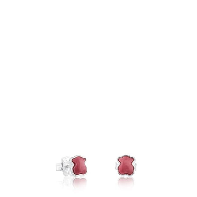 Silver TOUS Color Earrings with rhodonite