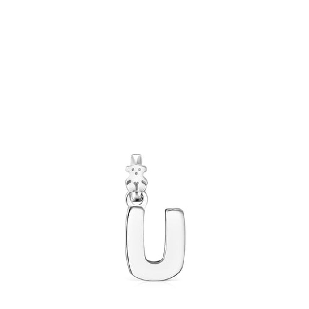 Alphabet letter U pendant in silver