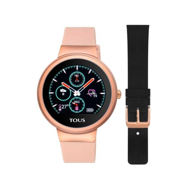 Rose IP Steel Rond Touch activity Watch with interchangeable Silicone strap