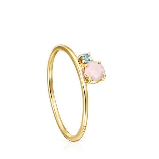 TOUS Mini Ivette Ring Gold with Opal and Topaz