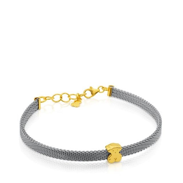 Steel and Gold Icon Mesh Bracelet