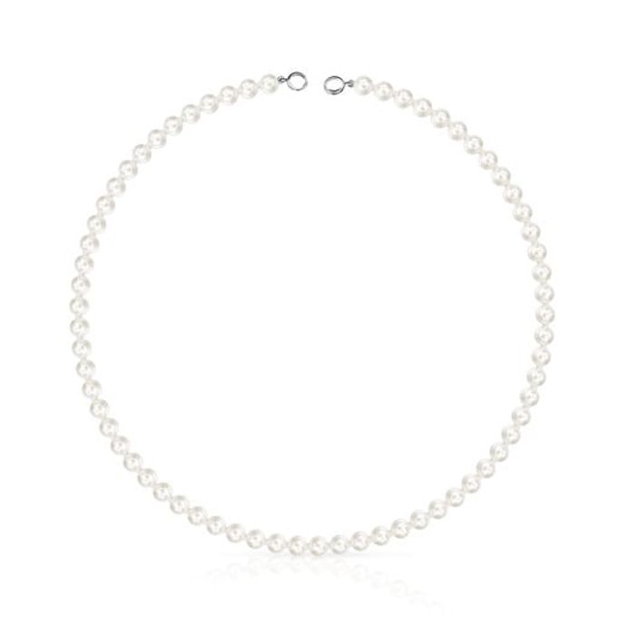 Silver TOUS Hold Necklace with Pearls 42cm.