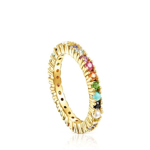 TOUS Silver Vermeil Straight Color Ring with Gemstones | Westland Mall