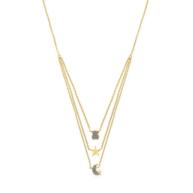 TOUS Nocturne Necklace in Silver Vermeil with Diamonds and Pearl | Plaza  Las Americas