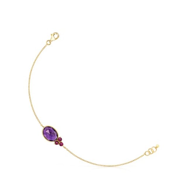 Gold Luz Bracelet with Amethyst and Rhodolite