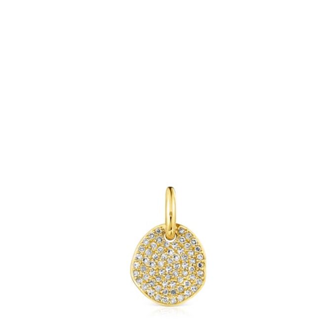 Small Gold Nenufar Pendant with Diamonds