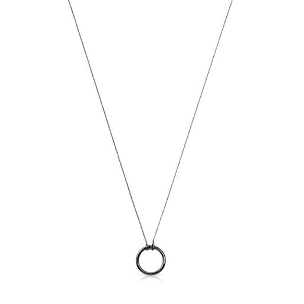 TOUS Dark Silver Hold Necklace 1 1/10\