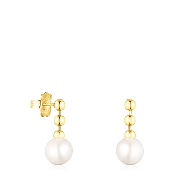 Short Silver Vermeil Gloss ball Earrings with Pearl