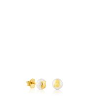 Gold TOUS Bear Earrings with Pearls