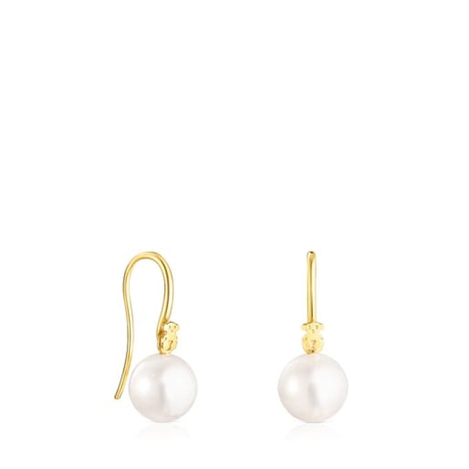 Short Silver Vermeil Gloss Earrings with Pearl