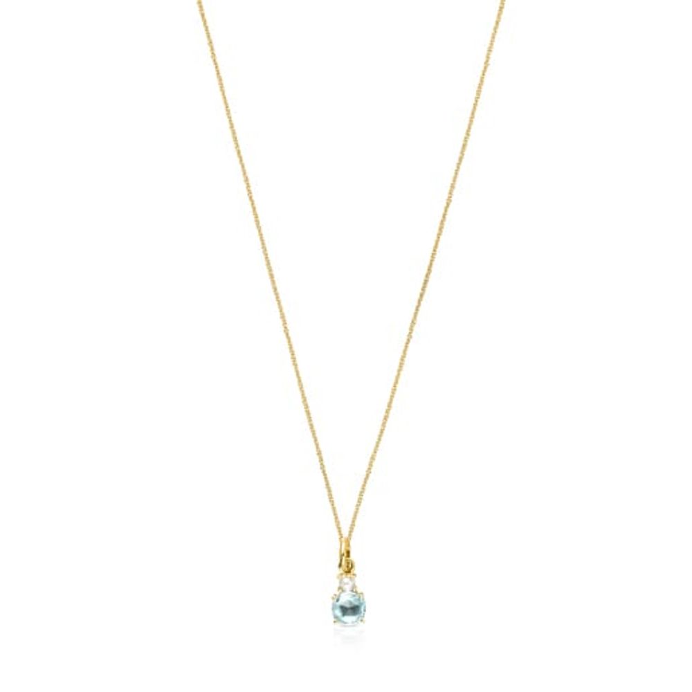 TOUS Mini Ivette Necklace in Gold with Topaz and Pearl | Plaza Del Caribe
