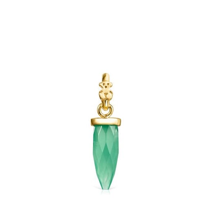 Tiny prism Pendant in Silver Vermeil with Chrysoprase