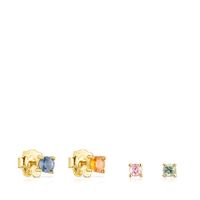 Pack of Silver Vermeil Glaring Earrings with multicolored Sapphires