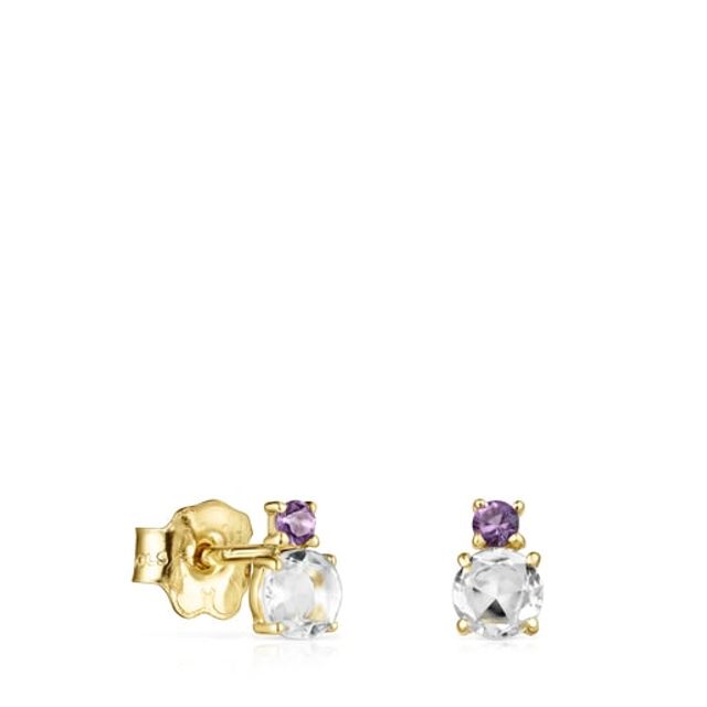 TOUS Mini Ivette Earrings in Gold with Prasiolite and Amethyst | Westland  Mall