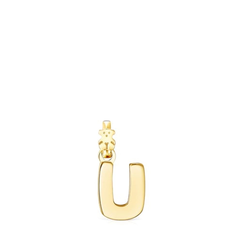 Alphabet letter U Pendant in Silver Vermeil