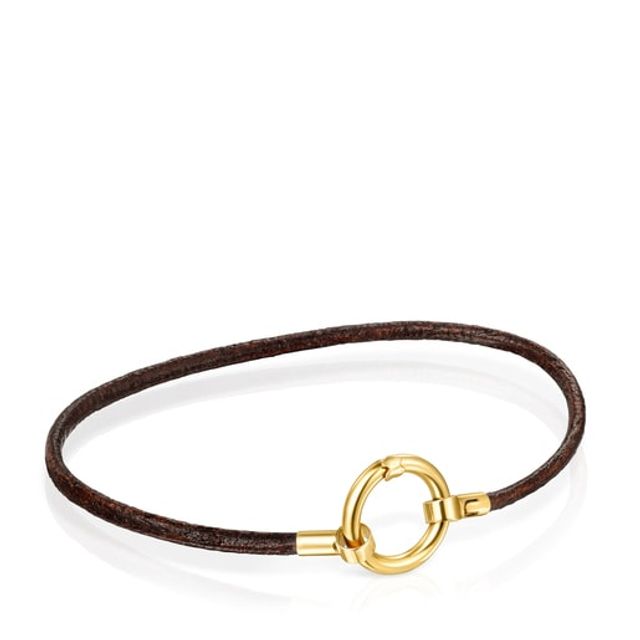 Gold and brown Leather Hold Bracelet