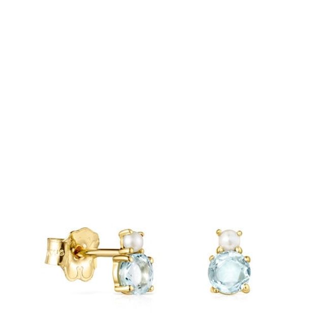 TOUS Mini Ivette Earrings in Gold with Topaz and Pearl | Westland Mall