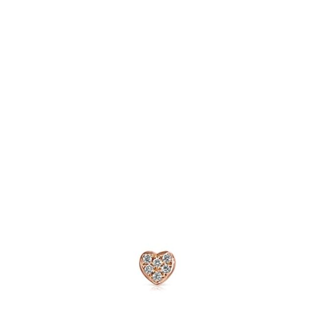 Rose Gold Les Classiques heart Earring with Diamonds