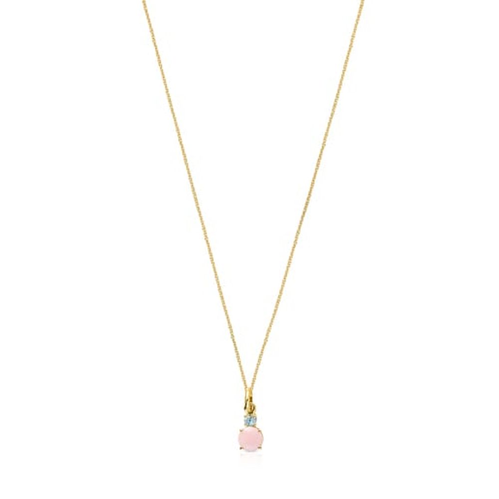 TOUS Mini Ivette Necklace in Gold with Opal and Topaz | Plaza Del Caribe