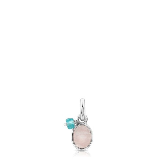 Silver Tiny Pendant with Rose Quartz and Apatite