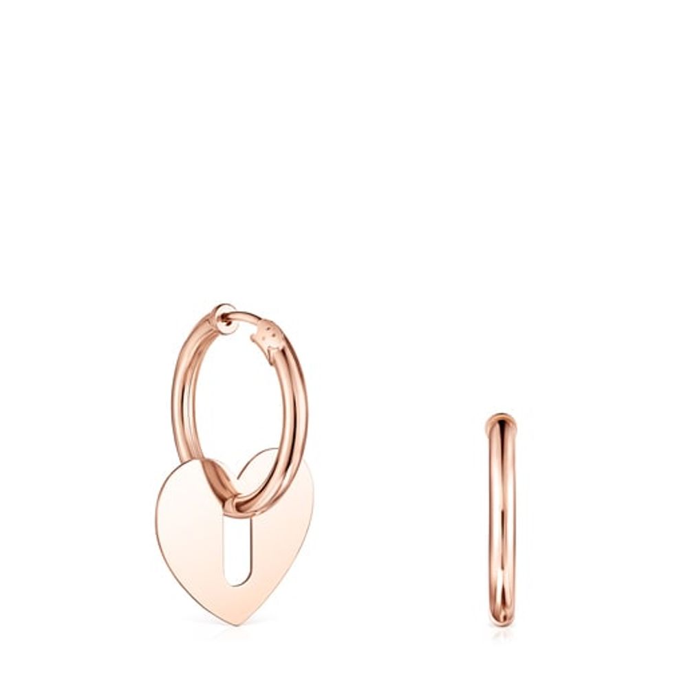 TOUS Hold Metal Heart Earrings in Rose Silver Vermeil | Westland Mall