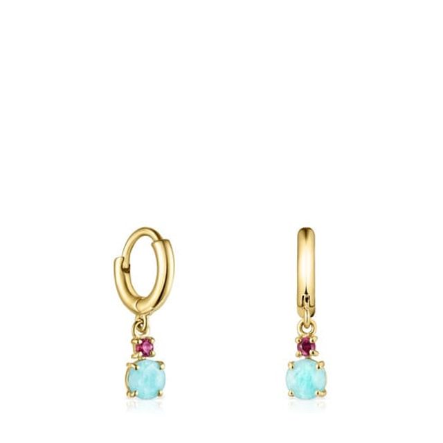 TOUS Mini Ivette short Earrings in Gold with Amazonite and Ruby | Westland  Mall