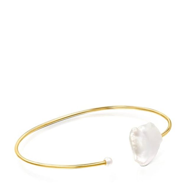 Silver Vermeil Nenufar petal Bracelet with Pearls