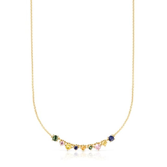 Silver Vermeil Glaring Necklace with multicolored Sapphires