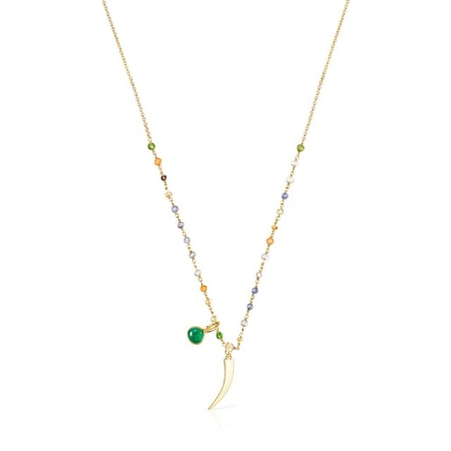 Silver Vermeil TOUS Good Vibes cornucopia Necklace with Gemstones