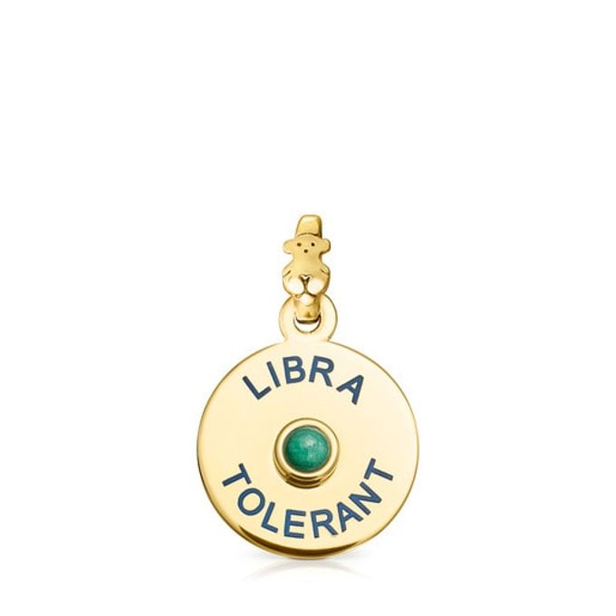 Vermeil Silver TOUS Horoscopes Libra Pendant with Malachite