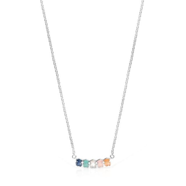 Mini Color Necklace in Silver with Gems