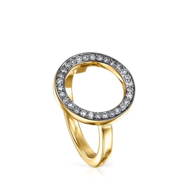 TOUS Nocturne disc Ring Silver Vermeil with Diamonds 0.30ct | Westland Mall