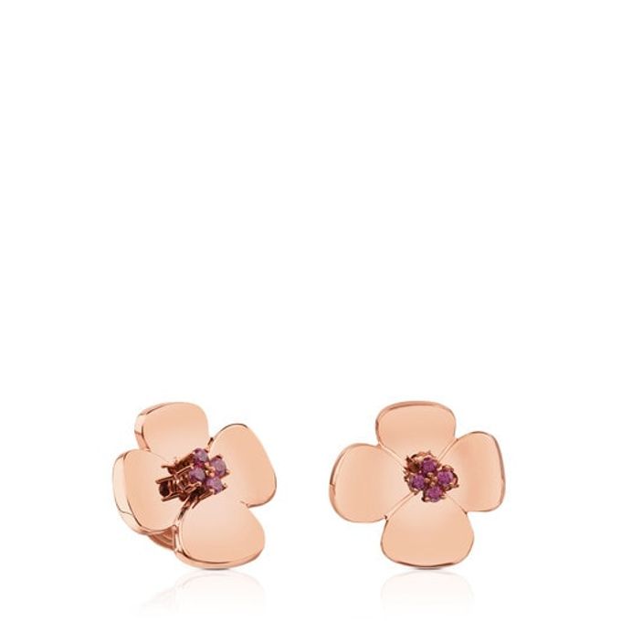 ATELIER Flor Earrings in rose Gold with Rhodolites