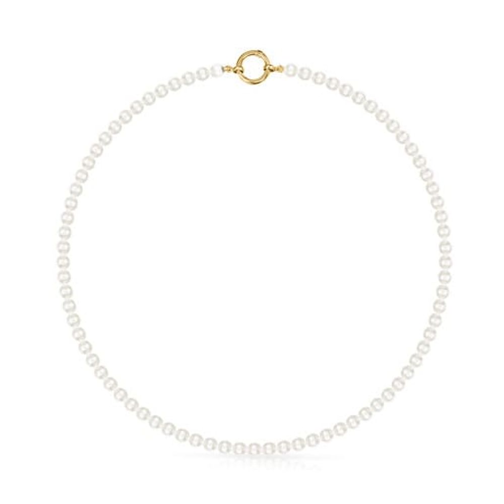 Gold Hold Necklace with Pearls