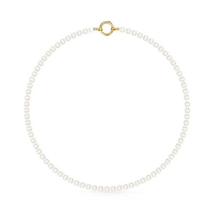 Gold Hold Necklace with Pearls