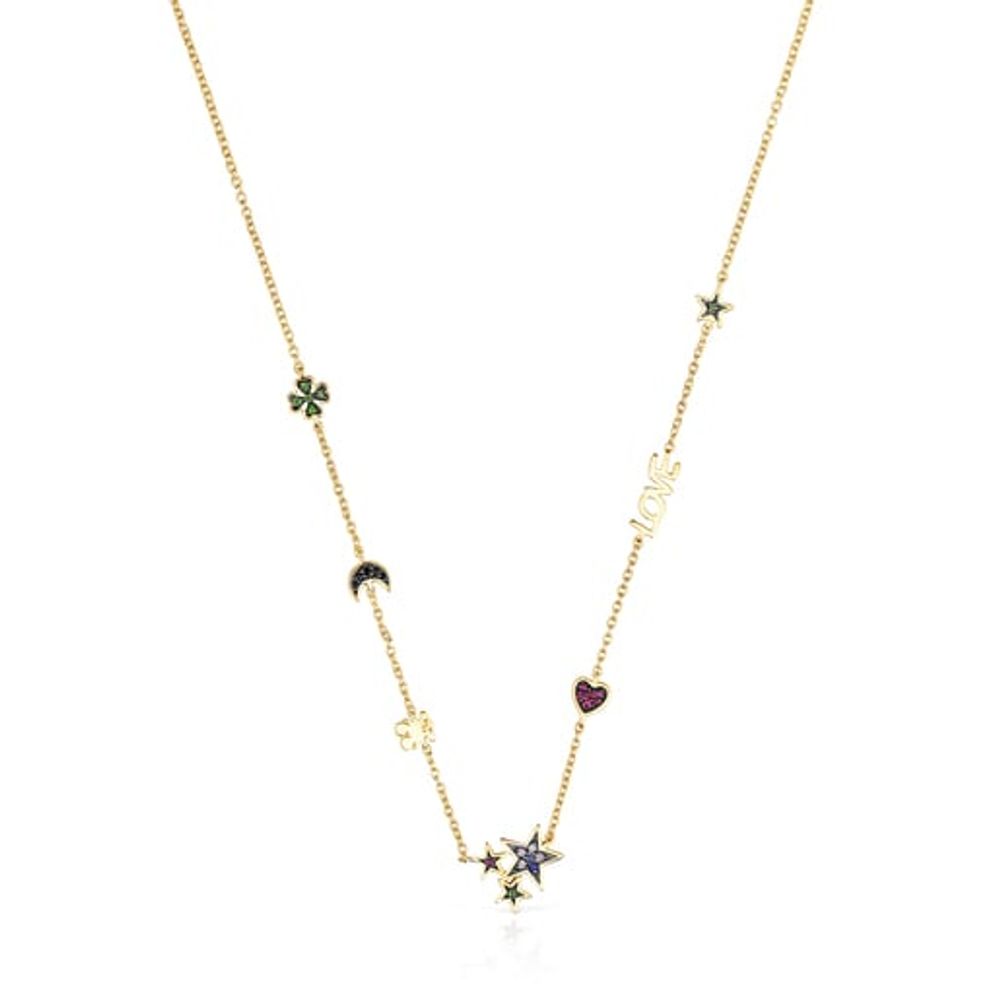 TOUS Silver Vermeil Teddy Bear Necklace with Gemstones | Plaza Las Americas
