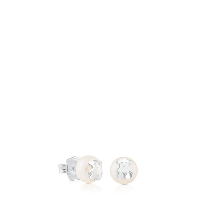 Silver TOUS Bear Earrings with Pearl