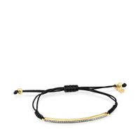 Nocturne bar Bracelet in Silver Vermeil with Diamonds and black Cord