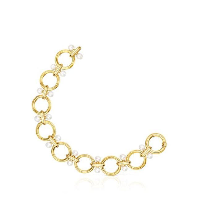 Silver Vermeil Hold rings Bracelet with Pearls
